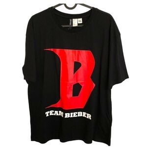 JUSTIN TEAM BIEBER Stadium Tour 2017 T-Shirt Size L Band Tee Shirt